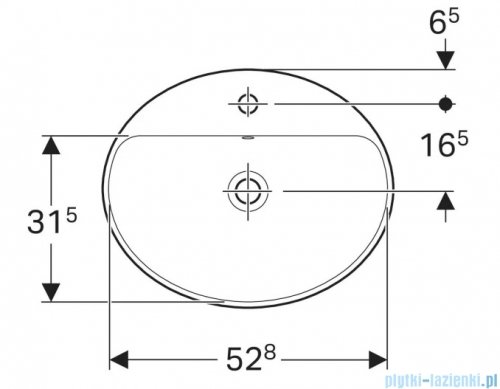 Geberit VariForm Umywalka owalna z półką z otworem na baterię 55x45cm KeraTect 500.720.00.2