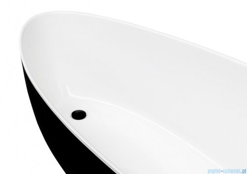 Besco Goya XS B&amp;W 160x70cm wanna wolnostojąca biało-czarna MATOWA+ odpływ klik-klak chrom #WMMC-160G