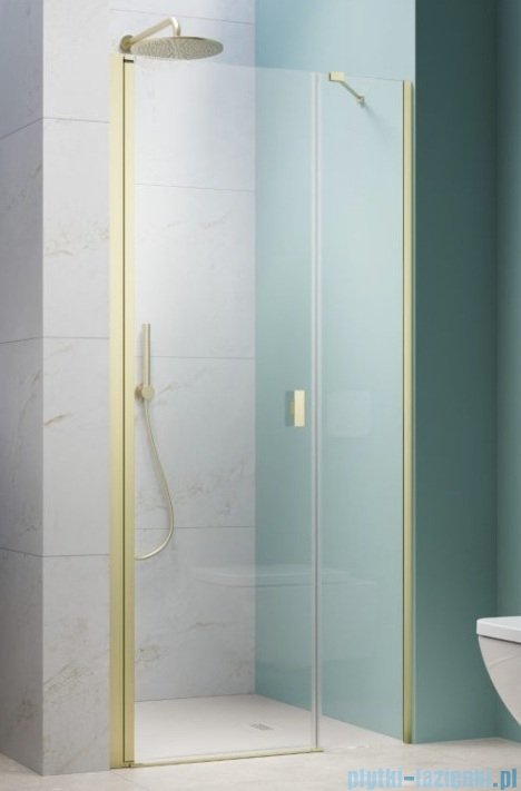 Radaway Nes Brushed Light Gold Dws Drzwi wnękowe 90cm lewe szczotkowane jasne złoto szkło przejrzyste 10028090-98-01L