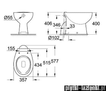 Grohe Bau Ceramic miska WC stojąca bez kołnierza biała 39431000