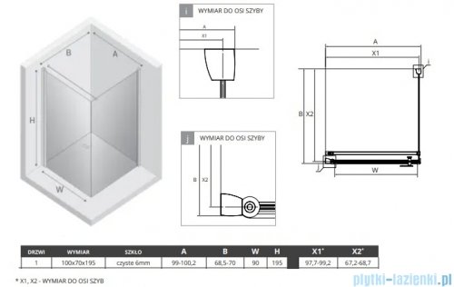 New Trendy New Soleo Light Gold 100x70x195 cm kabina wspornik skośny złoty połysk/szkło przejrzyste K-1845-WP