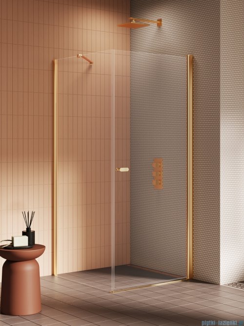 New Trendy New Soleo Gold Brushed 100x70x195 cm kabina wspornik skośny złoto szczotkowane/szkło przejrzyste K-4188