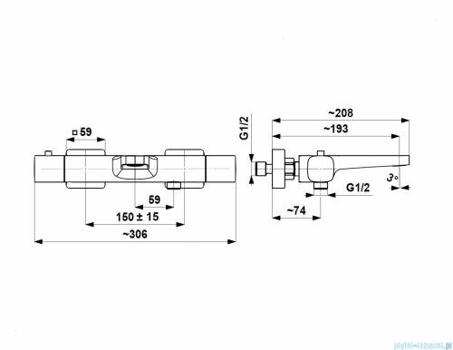 KFA MALAGA GUN METAL GREY bateria termostatyczna wannowa grafit szczotkowany 5754-010-61