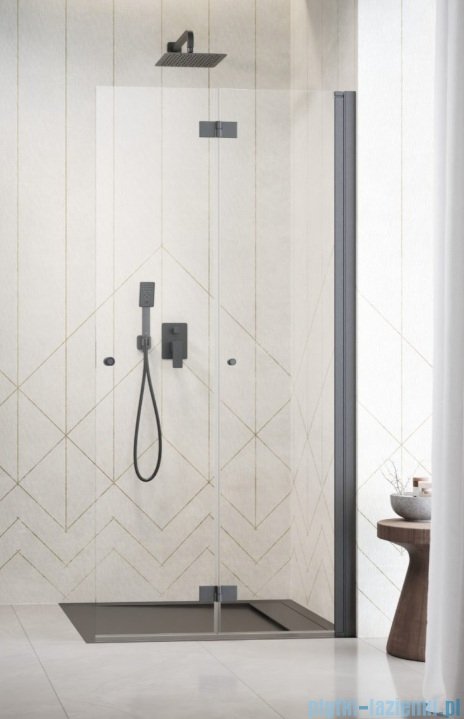 Radaway Nes 6 Brushed GunMetal KDD B kabina walk-in 80cm prawa szczotkowany grafit szkło przejrzyste 10024080-92-01R