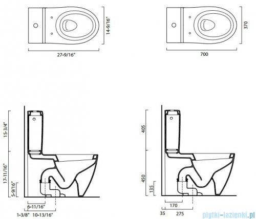 Catalano Velis Wc 70 miska WC kompakt 70x85cm biały 1MPVSJ00