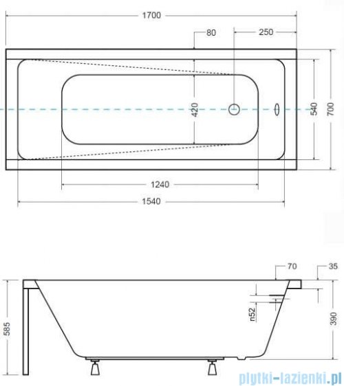 Besco Modern 170x70cm Wanna prostokątna #WAM-170-MO
