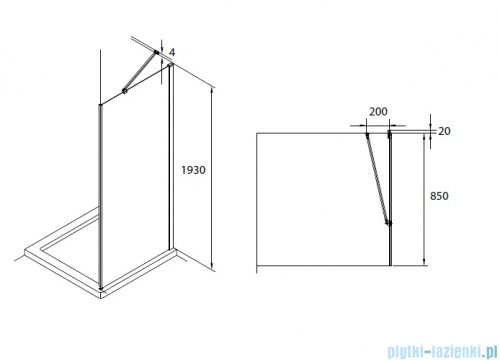 Roca Capital ścianka boczna CZARNY MAT 90cm szkło przejrzyste AM4409016M