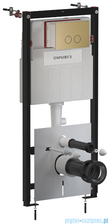 Omnires Eco Flush Set Strongframe stelaż podtynkowy do WC z eco spłukiwaniem + STEEL-R45 przycisk spłukujący brąz antyczny szczotkowany ze stali nierdzewnej STFWCECO1R45-RBR