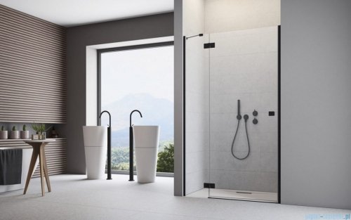 Radaway Essenza Black Dwj drzwi wnękowe 80cm lewe szkło przejrzyste 1385012-54-01L
