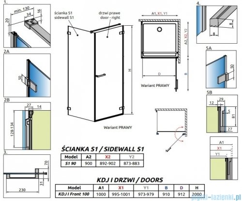 Radaway Arta Kdj I kabina 100x90cm prawa szkło przejrzyste 1386083-03-01R+386021-03-01