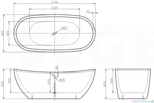 Segea wanna wolnostojąca 174x80 cm SGA‑182