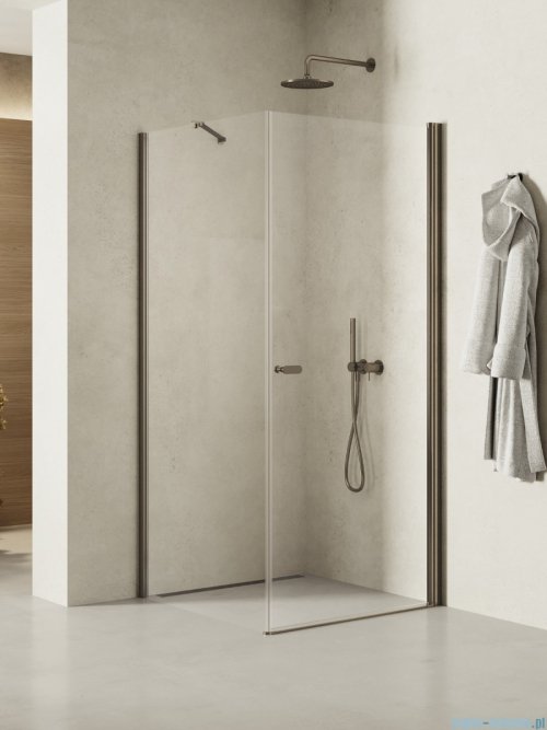 New Trendy New Soleo Gunmetal Brushed 90x110x195 cm kabina wspornik skośny grafit szczotkowany/szkło przejrzyste K-2141