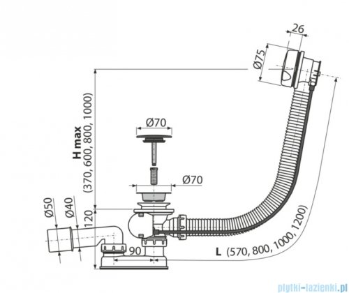 Polimat syfon wannowy automatyczny 80 cm chrom 6103065