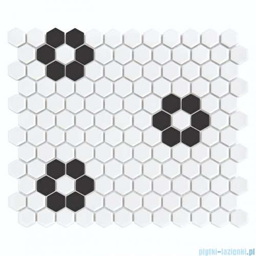 Dunin Mini Hexagon B&amp;W Flower płytka ścienna 26x30cm
