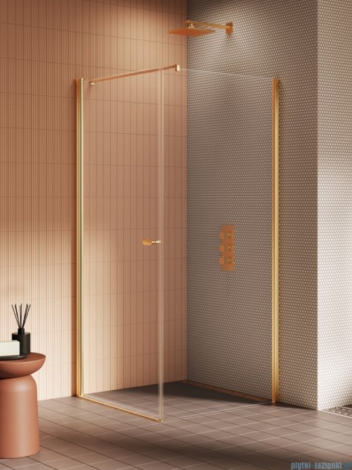 New Trendy New Soleo Gold Brushed 100x100x195 cm kabina wspornik prosty złoto szczotkowane/szkło przejrzyste K-4191-WP