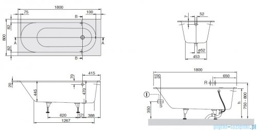 Villeroy&amp;Boch Oberon Wanna Prostokątna 180x80   UBQ180OBE2V-01
