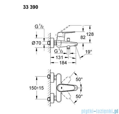 Grohe Eurodisc Cosmopolitan jednouchwytowa bateria wannowa 33390002