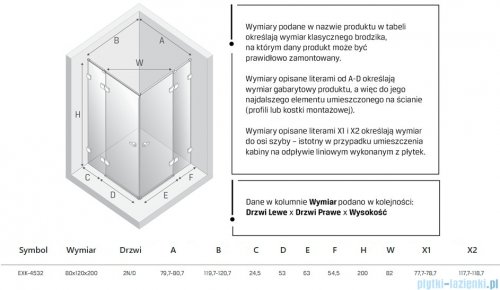 New Trendy Eventa kabina prysznicowa prostokątna 80x120x200 cm przejrzyste EXK-4532