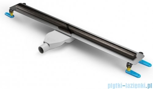 New Trendy Visio Slim Gunmetal odpływ liniowy z rusztem szczotkowanym w kolorze grafit 80x3,2 cm OL-0093