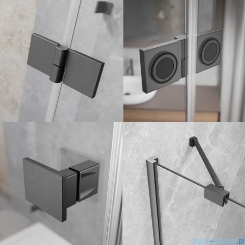 Radaway Essenza Brushed GunMetal Ptj kabina pięciokątna 80x80cm lewa szczotkowany grafit szkło przejrzyste 1385010-92-01L/1385049-01-01