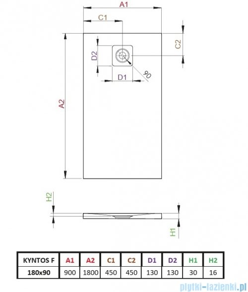 Radaway Kyntos F brodzik 180x90cm czarny HKF18090-54
