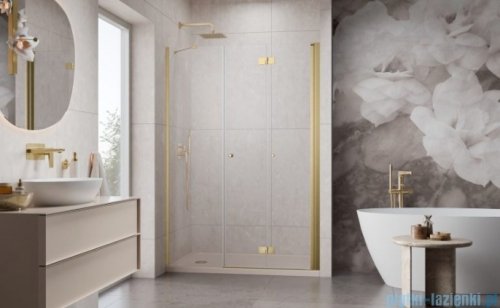 Radaway Nes Brushed Gold DWSB drzwi wnękowe 150cm W4 prawe złoto szczotkowane szkło przejrzyste 10044950-99-01R/10045550-01-01