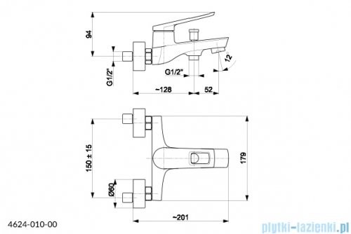 KFA AMAZONIT bateria wannowa chrom 4624-010-00