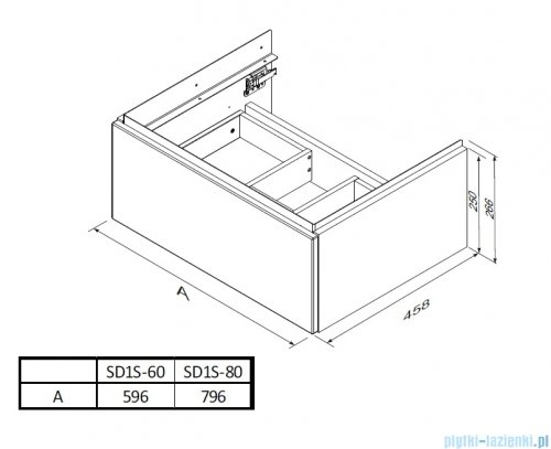 Oristo Etna Konsola podumywalkowa wisząca 60x45x25 czarny mat OR52-SD1S-60-8
