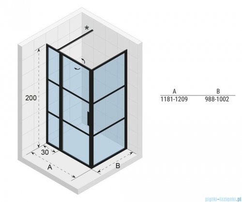 Riho Grid GB203 kabina prysznicowa 120x100cm czarna G004021121