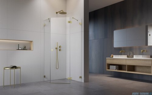 Radaway Essenza Pro Brushed Gold Ptj kabina pięciokątna 100x100 prawa szczotkowane złoto 10100000-99-01R/10100300-01-01