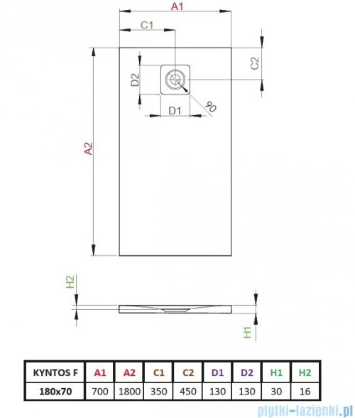 Radaway Kyntos F brodzik 180x70cm czarny HKF18070-54