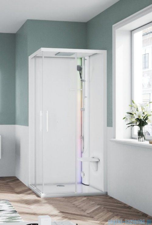 Novellini Glax 1 2.0 kabina z sauna parową 90x70 prawa biała G21A9070DM5-1UU
