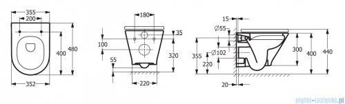 Roca Gap Round Compacto miska WC wisząca Rimless z deską wolnoopadającą Slim biała A34H0N3000