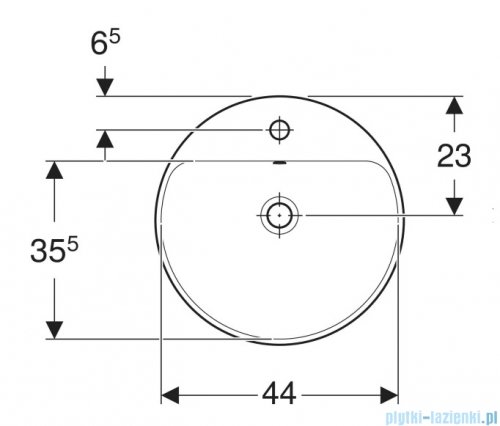 Geberit VariForm Umywalka okrągła z półką z otworem na baterię 48cm 500.704.01.2