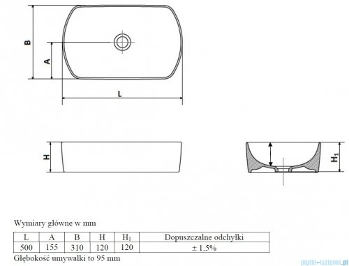 Vitalle Lukka Oval umywalka nablatowa 50x31 31745011121000VL
