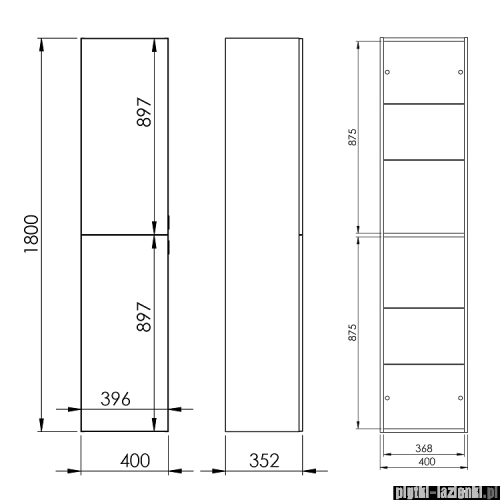 Elita For All słupek wiszący 40x180x35cm biały mat 168316