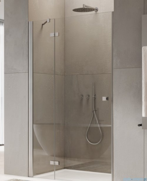 Ronal ANNEA AN13 Drzwi jednoczęściowe ze ścianką stałą w linii 90x200cm lewe nikiel szczotkowany AN13G09002507