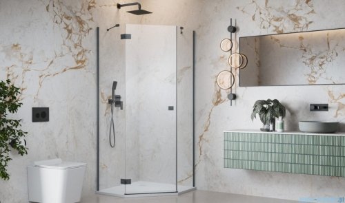Radaway Essenza Brushed GunMetal Ptj kabina pięciokątna 100x100cm lewa szczotkowany grafit szkło przejrzyste 1385010-92-01L/1385051-01-01