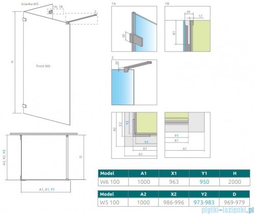 Radaway Euphoria Walk-in VI 100x100 szkło przejrzyste 383172-01-01/383152-01-01