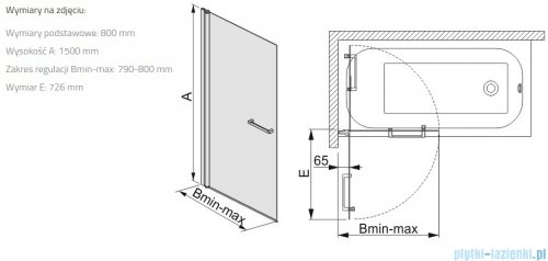 Sanplast Prestige III KW/PRIII parawan nawannowy 80x150 cm czarny matowy 600-073-1030-59-401