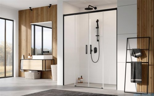 Radaway Idea Black 8 Dwd drzwi wnękowe 200cm czarny mat/szkło przejrzyste 10380535-54-01/10390468-01-01