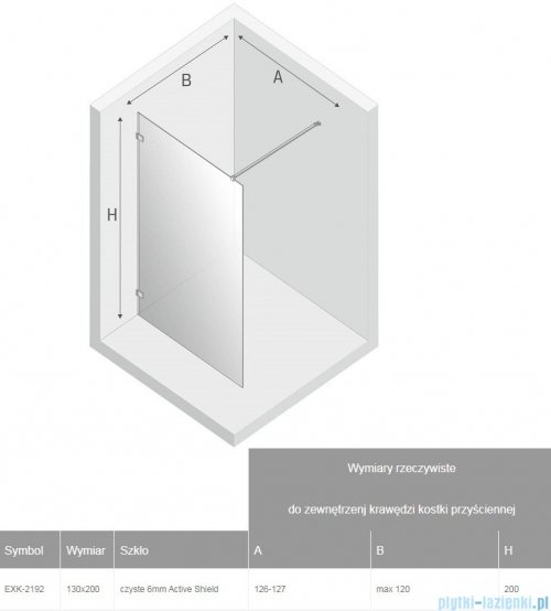 New Trendy Avexa Gold Shine kabina Walk-In 130x200 cm przejrzyste EXK-2192