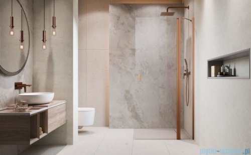 Radaway Nes KDD II Brushed Copper kabina walk-in 90cm prawa szczotkowana miedź szkło przejrzyste 10031090-93-01R