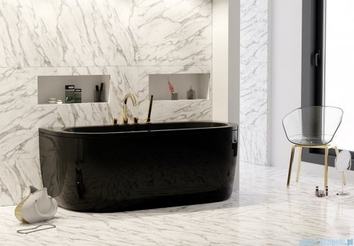 Besco Volya / Vista black wanna 150x75cm wolnostojąca przyścienna czarna z syfonem #WKV-150-WSCZARNA