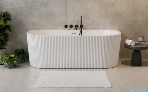 Besco Leya 170x78cm wanna wolnostojąca przyścienna ryflowana akrylowa + syfon klik-klak chrom #WAS-170-L