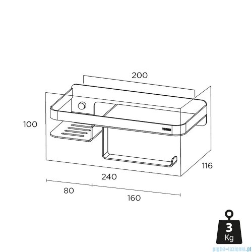 Tiger Caddy Uchwyt na papier toaletowy z półką stal nierdzewna szczotkowana 1401430946 