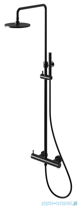 Kohlman Axel Black zestaw prysznicowy natynkowy z bateria termostatyczną czarny mat QW273AB