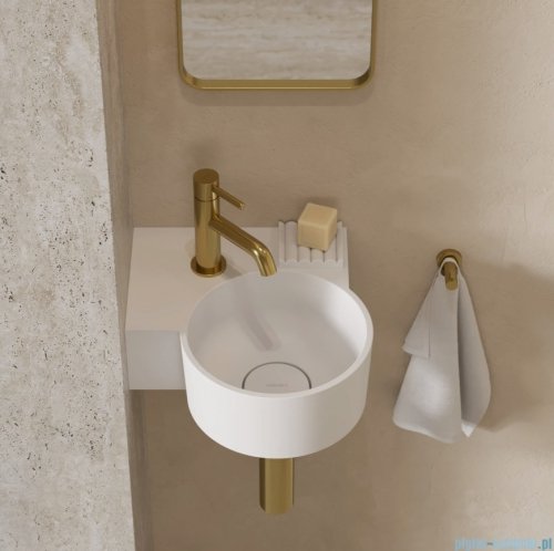 Omnires Ovo M+ umywalka nablatowa/wisząca lewa 33x34 cm biały mat OVO335UWLBM