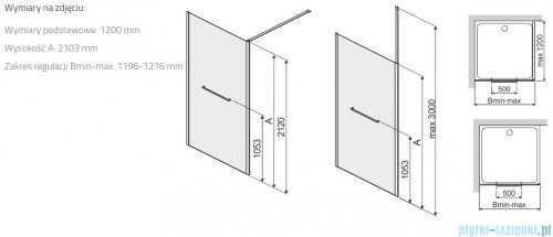 Sanplast Altus PI/ALTIIa kabina walk-in 120x212 cm czarny matowy 600-121-2561-59-401