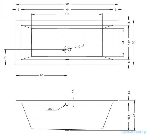 Riho Lusso wanna prostokąta 160x70cm z hydromasażem BLISS lewa B013005005